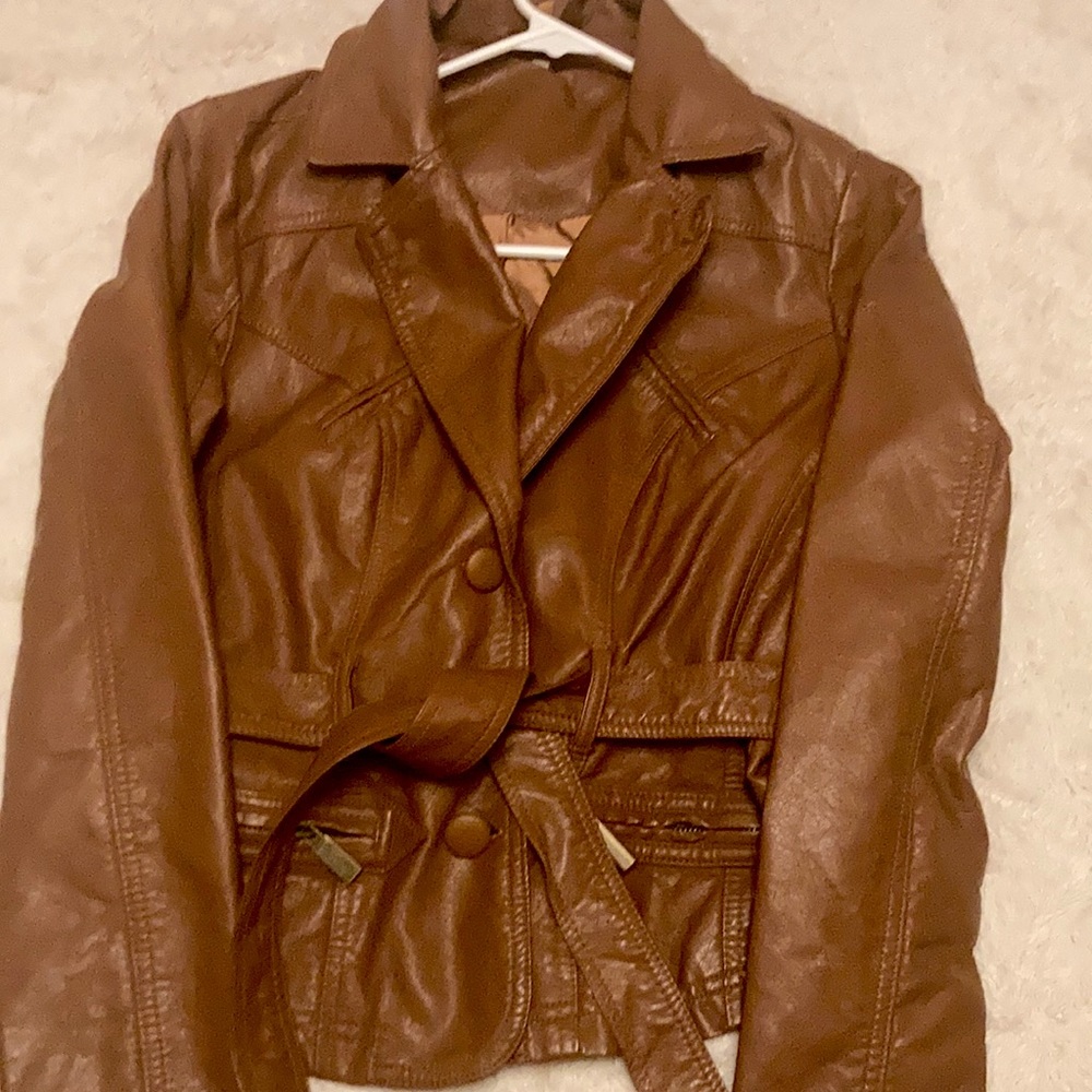 Brown faux leather jacket